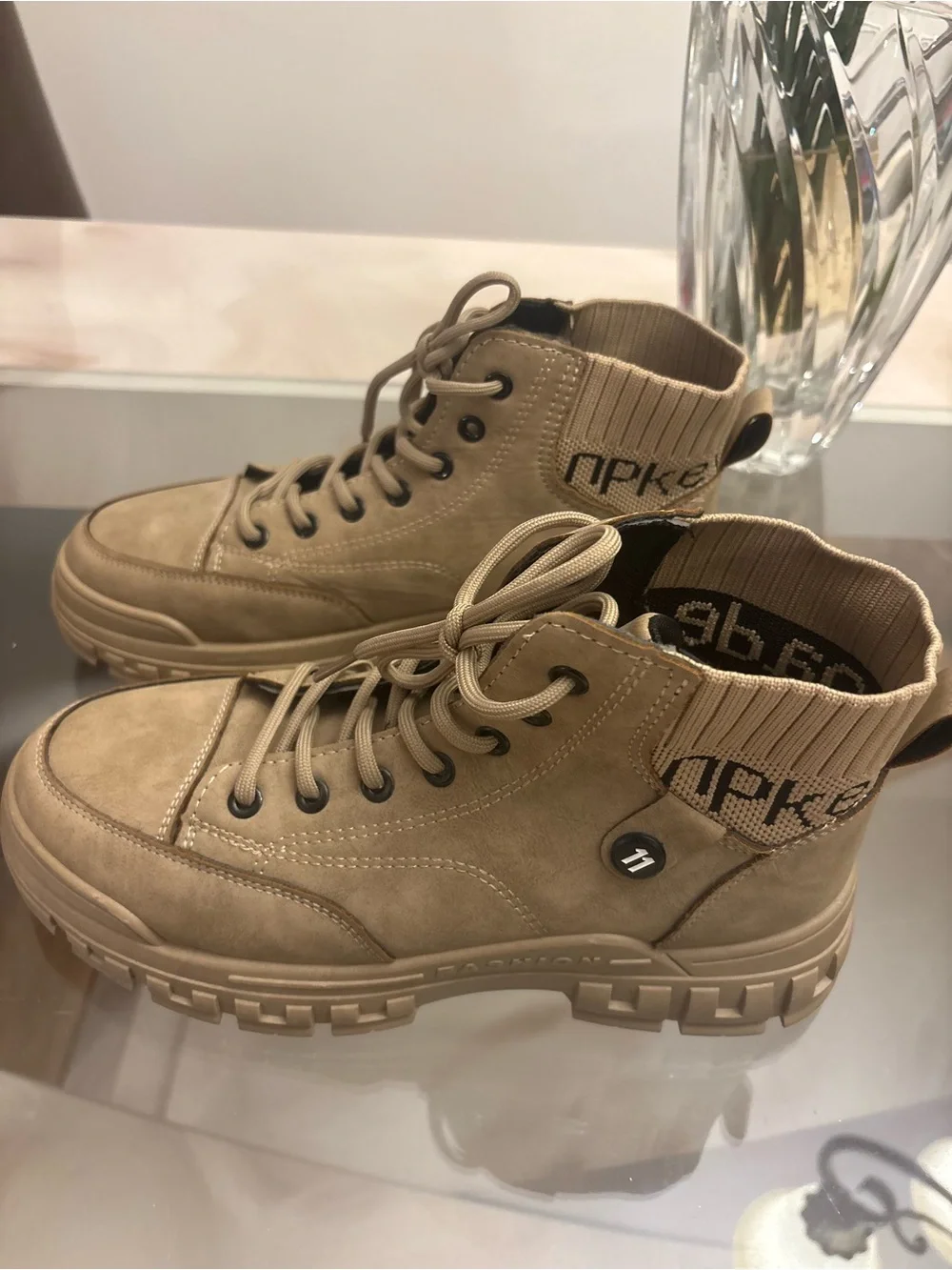 Work Boots Men PU Leather High-top Casual Shoes Platform Non-slip Ankle Boots
